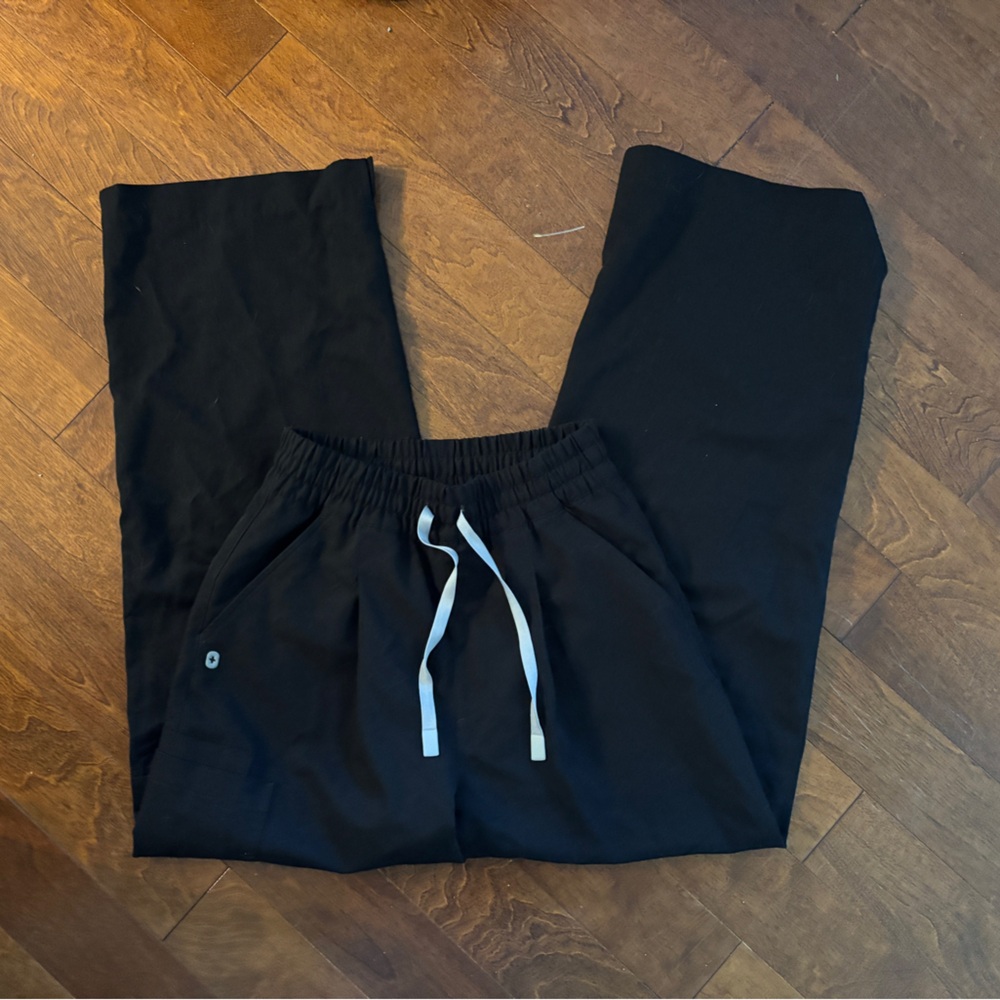 Figs - Black Ultra High Rise Shelby Wide Leg Scrub Pants (S)